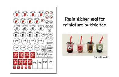 Resin Sticker Seal for Bubble Tea / Cafe Cup 1:12 Dollhouse Items