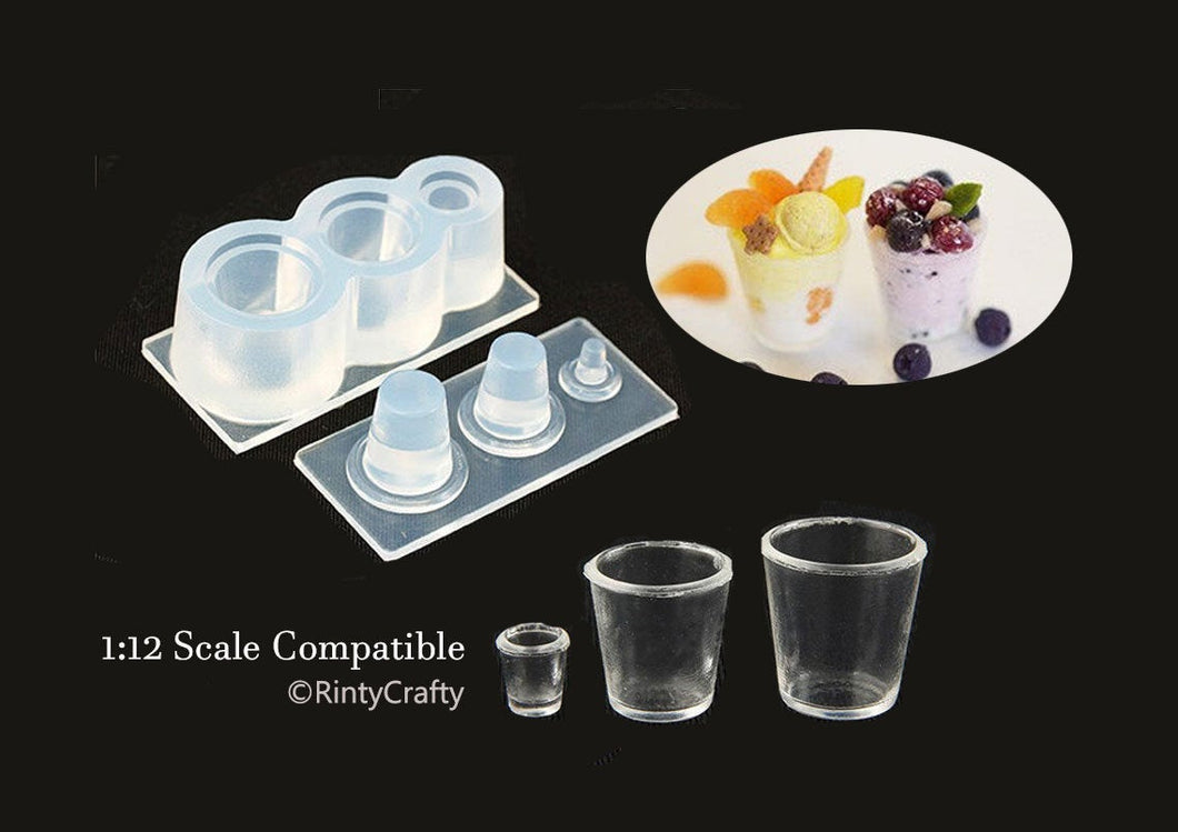 Cafe Drinking Glass Silicone Mold (1:12 Scale Compatible)